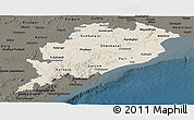 Shaded Relief Panoramic Map of Orissa, darken