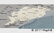 Shaded Relief Panoramic Map of Orissa, darken, semi-desaturated