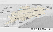 Shaded Relief Panoramic Map of Orissa, desaturated
