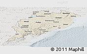 Shaded Relief Panoramic Map of Orissa, lighten, semi-desaturated