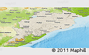 Shaded Relief Panoramic Map of Orissa, physical outside