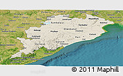 Shaded Relief Panoramic Map of Orissa, satellite outside