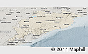 Shaded Relief Panoramic Map of Orissa, semi-desaturated