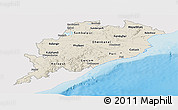 Shaded Relief Panoramic Map of Orissa, single color outside