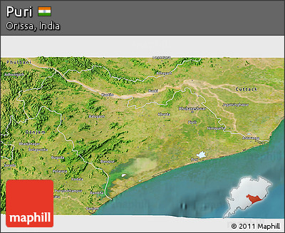Satellite 3D Map of Puri