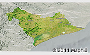 Satellite 3D Map of Puri, lighten, semi-desaturated