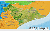 Satellite 3D Map of Puri, political outside