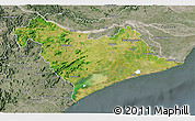 Satellite 3D Map of Puri, semi-desaturated