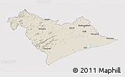 Shaded Relief 3D Map of Puri, cropped outside