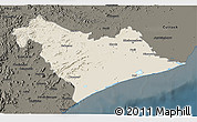 Shaded Relief 3D Map of Puri, darken