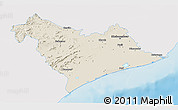 Shaded Relief 3D Map of Puri, single color outside