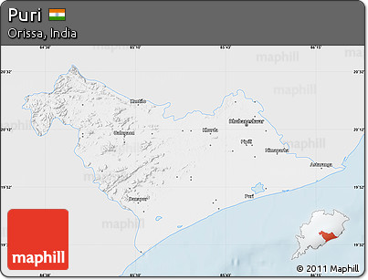Silver Style Map of Puri, single color outside