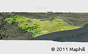 Satellite Panoramic Map of Puri, darken, semi-desaturated