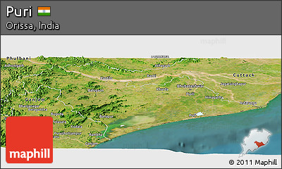 Satellite Panoramic Map of Puri