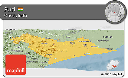 Savanna Style Panoramic Map of Puri