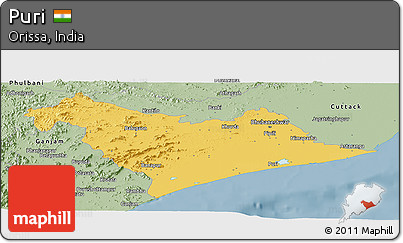 Savanna Style Panoramic Map of Puri