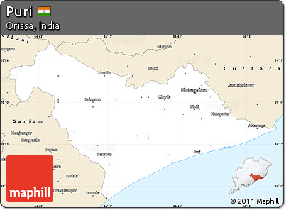 Classic Style Simple Map of Puri