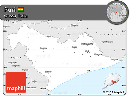 Silver Style Simple Map of Puri
