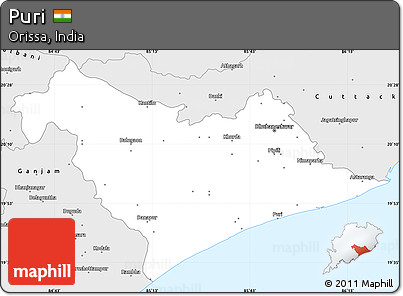 Silver Style Simple Map of Puri