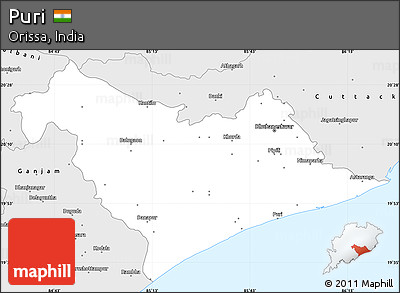 Silver Style Simple Map of Puri