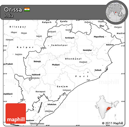 Blank Simple Map of Orissa