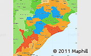 Political Simple Map of Orissa, political shades outside