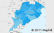 Political Shades Simple Map of Orissa, single color outside, borders and labels