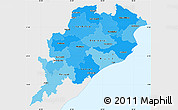 Political Shades Simple Map of Orissa, single color outside