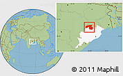 Savanna Style Location Map of Sundargarh, highlighted parent region