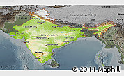 Physical Panoramic Map of India, darken, semi-desaturated