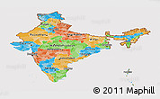 Political Panoramic Map of India, cropped outside