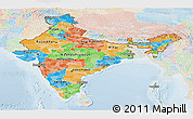 Political Panoramic Map of India, lighten