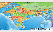 Political Panoramic Map of India, political shades outside