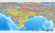 Political Panoramic Map of India, semi-desaturated, land only