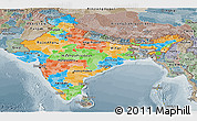Political Panoramic Map of India, semi-desaturated