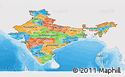 Political Panoramic Map of India, single color outside