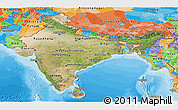 Satellite Panoramic Map of India, political outside