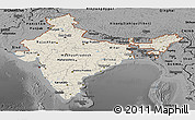 Shaded Relief Panoramic Map of India, darken, desaturated