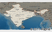 Shaded Relief Panoramic Map of India, darken