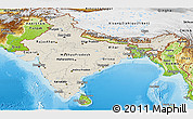 Shaded Relief Panoramic Map of India, physical outside