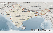 Shaded Relief Panoramic Map of India, semi-desaturated