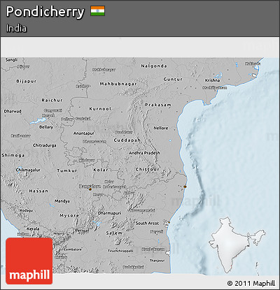 Gray 3D Map of Pondicherry
