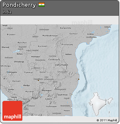 Gray 3D Map of Pondicherry