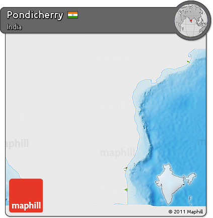 Physical 3D Map of Pondicherry, single color outside