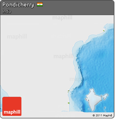 Physical 3D Map of Pondicherry, single color outside