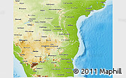 Political Shades 3D Map of Pondicherry, physical outside