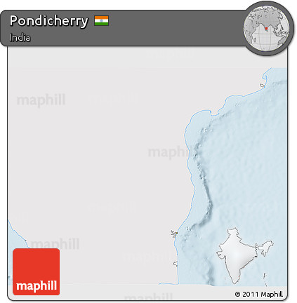 Silver Style 3D Map of Pondicherry, single color outside