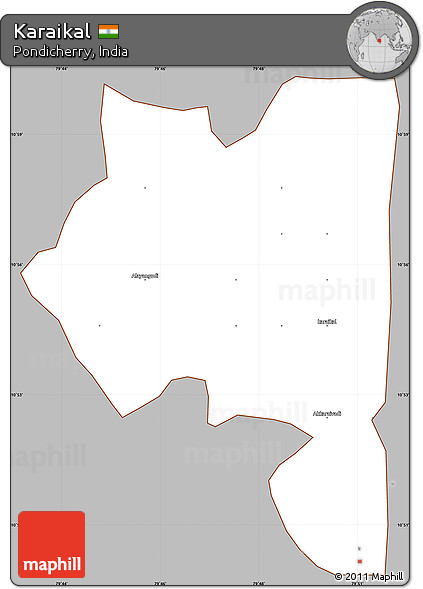 Gray Simple Map of Karaikal, cropped outside