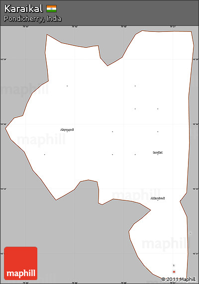 Gray Simple Map of Karaikal, cropped outside