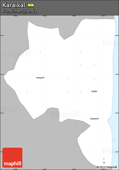 Gray Simple Map of Karaikal, single color outside